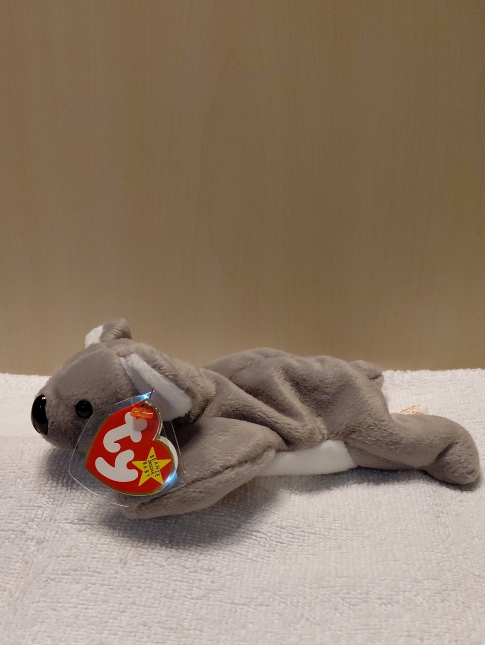 TY Gray Koala Beanie Baby Plush with Heart Tag